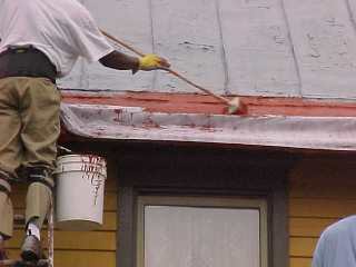 Mesh is adhered by Roof Menders crew