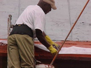 Mesh is contoured to roofing tin in Mt. Holly restoration project